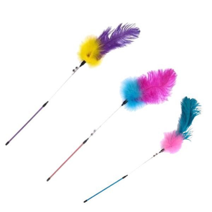 Gatti Gim Cat | Gioco Canna Da Pesca Cat Teaser W/Long Feathers And Bells Gim Cat