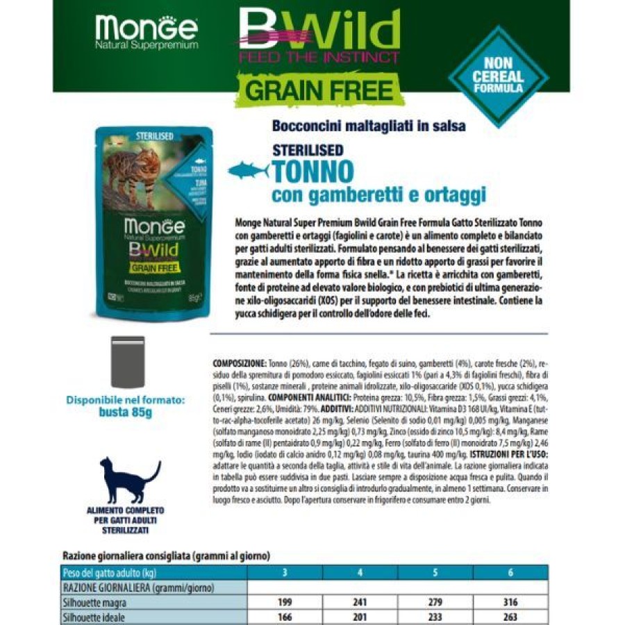 Gatti Monge BWild | Monge Bwild Grain Free Sterilised Cat 85 Gr