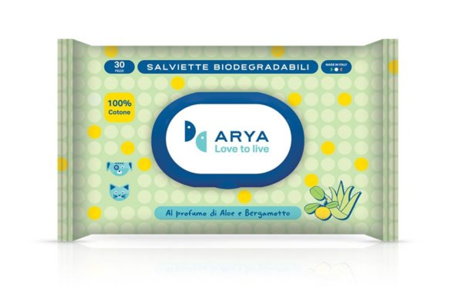 Cani Arya | Salviette Biodegradabili In Cotone 30 Pezzi Arya