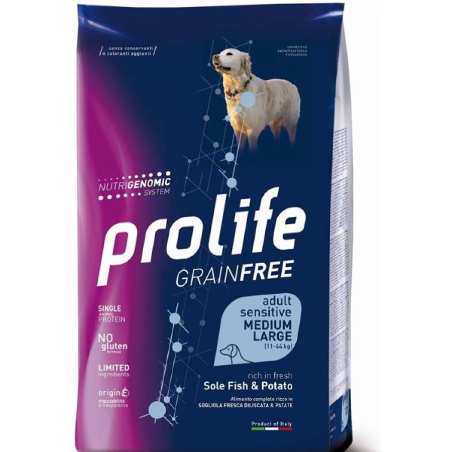 Cani Prolife | Prolife Grain Free Cane Adult Sensitive Medium/Large Sogliola E Patate