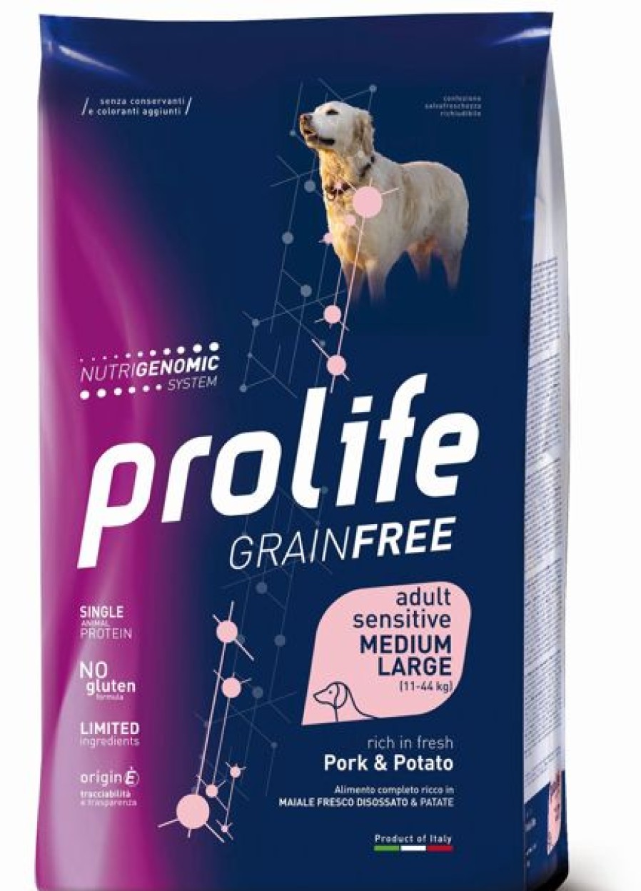 Cani Prolife | Prolife Grain Free Cane Adult Sensitive Medium/Large Maiale E Patate